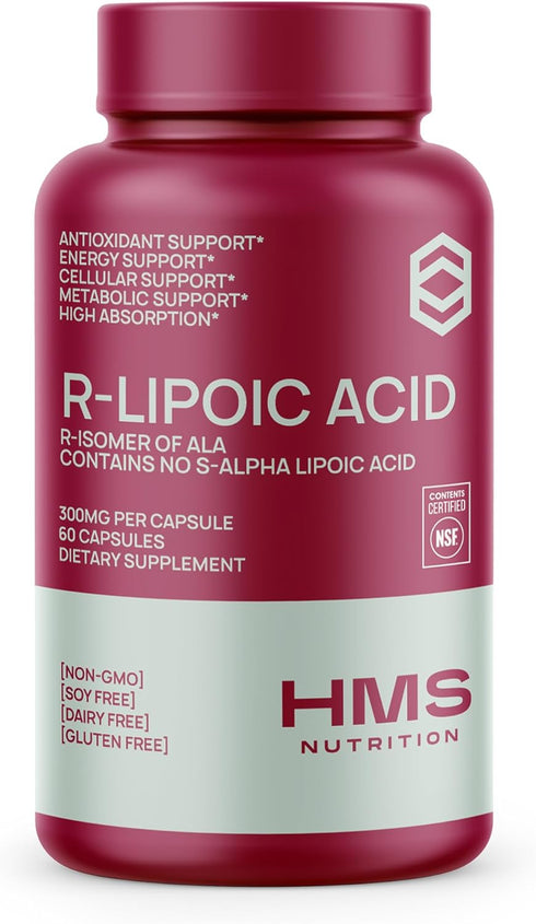 Stabilized R-Lipoic Acid 300mg Per Serving, R Alpha Lipoic Acid ALA Supplement for Nerve, Energy & Metabolism Support,