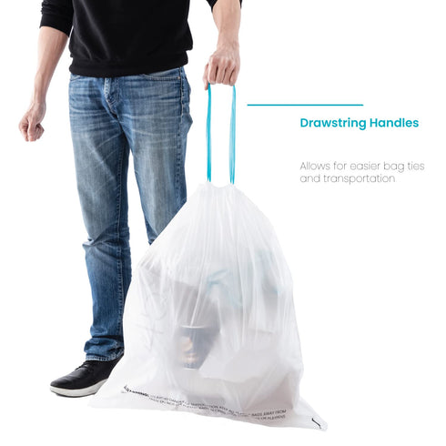 Home Zone Living 12 Gallon Kitchen Trash Bags with Drawstring Handles, Heavy Duty Custom Fit Design, 60 Count