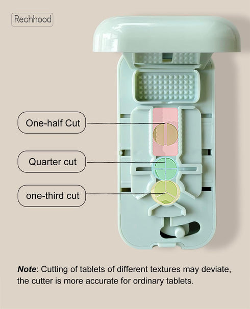 Rechhood 3-in-1 1/4 1/3 1/2 Pill Cutter with Pill Storage Case, Stainless Steel Blade Cuts Pills Ideal for Cutting
