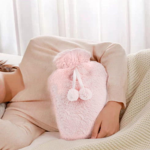 Set 2 2 WUWEOT of Hot Water Bottle with Soft Cover, Liter Rubber Water Pad, Hot Compress Bag and Cold Therapy Bag