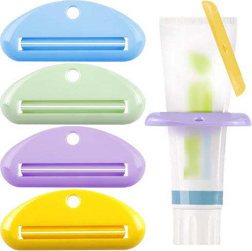TKYZMS 4Pcs Toothpaste Squeezer,Plastic Toothpaste Tube Squeezer Toothpaste Dispenser Hanging Toothpaste Clip Toothpaste