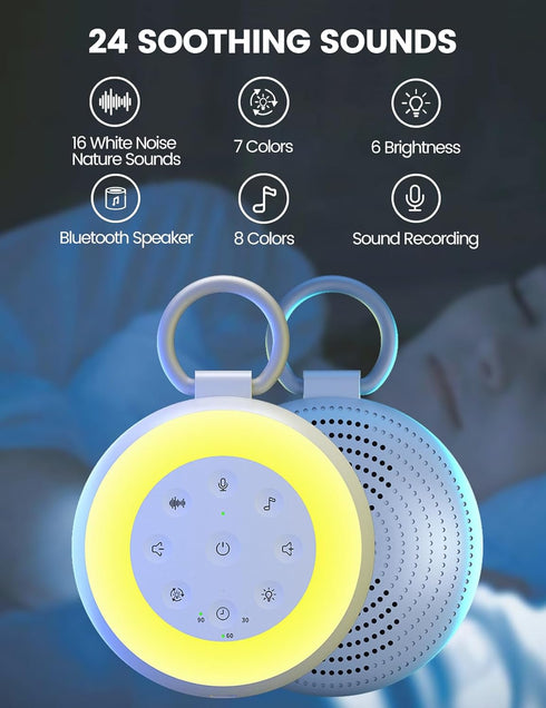 SA18 24 Vaydeer White Noise Machine with Recording - Portable Sound Machine & Bluetooth Speaker for Baby Adults