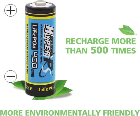 (8-Pack) HyperPS 3.2V LiFePo4 14430 400mAh Rechargeable Battery for Solar Panel Light, Tooth Brush
