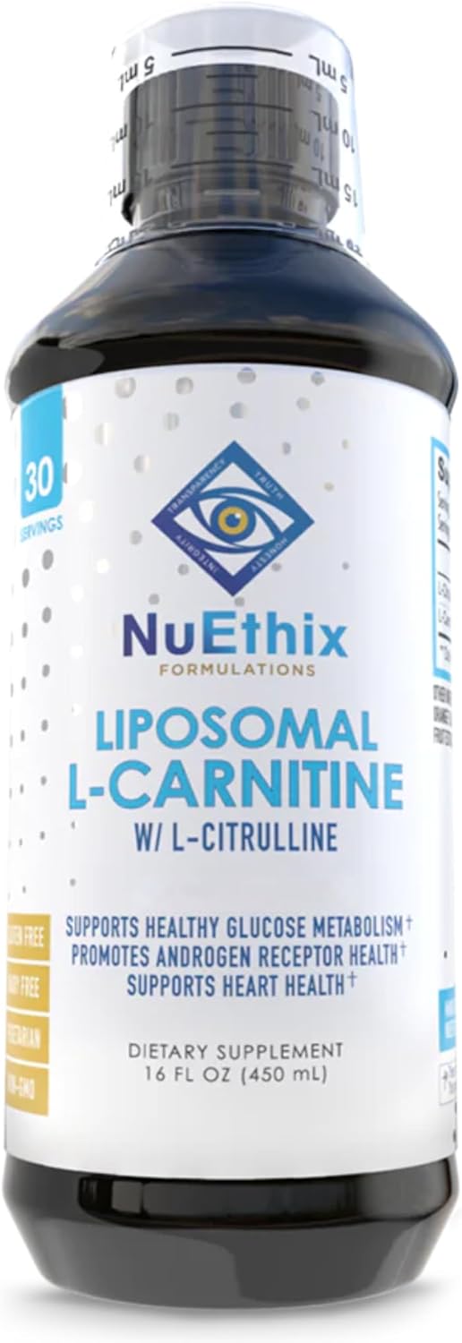 NuEthix Formulations Liposomal L-Carnitine Supplement - 600mg with L-Citrulline for Healthy Weight Management