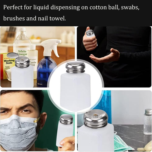 Utoolmart 3 Pcs 250Ml Alcohol Liquid Press Pumping Dispenser with Sealing Ring for Nail Polish Remover, Makeup Remover