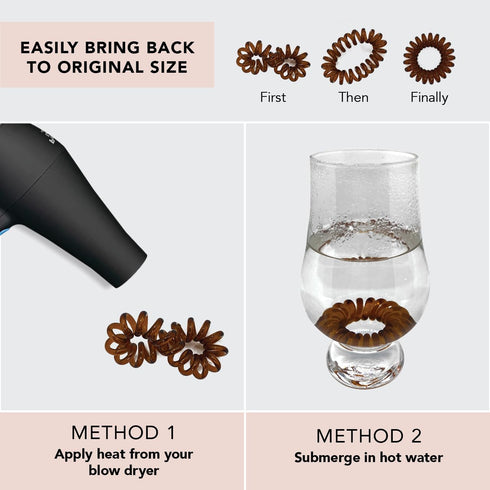 Kitsch Spiral Hair Ties for Women - No Crease Hair Tie, 8pcs Brunette, for Thick and Thin Hair