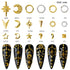 HNUIX Gold Nail Charms, 3D Star, Moon, Ring, Metal Small Shape Studs Gem, 3 Boxes for Manicure Decor