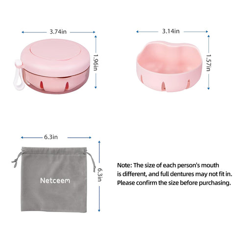 Leak Proof Denture Cup Kit - Portable Retainer Case for Travel with Cleaning Care Accessories for Dentures
