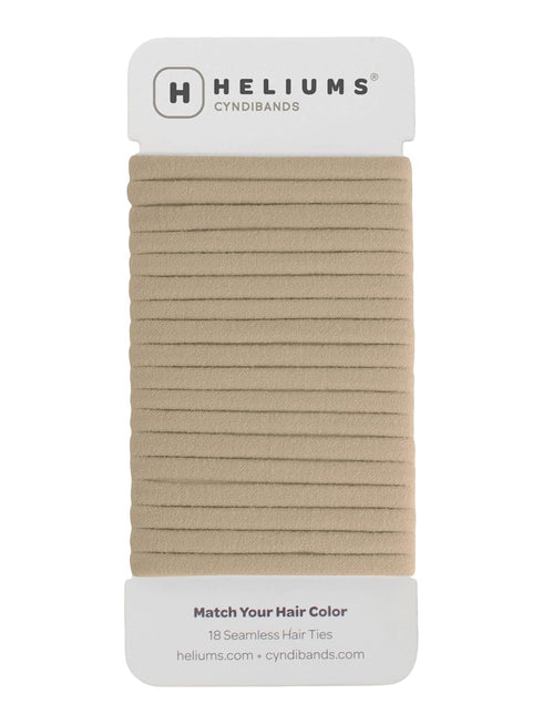 Heliums Thin Seamless Hair Ties, Sandy Blonde, 6mm Nylon No Damage Ponytail Holders, 1.75 Inch, 18 Pack