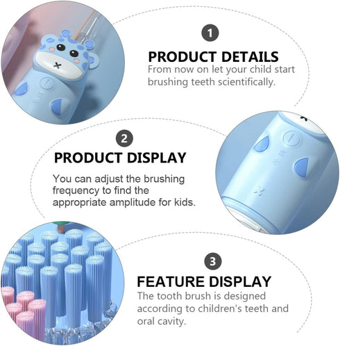 Set 4pcs 2 Electric Toothbrush Sonic Tooth Brush for Blue Brush Heads USB Rechargeable Battery-Free Suitable for Oral