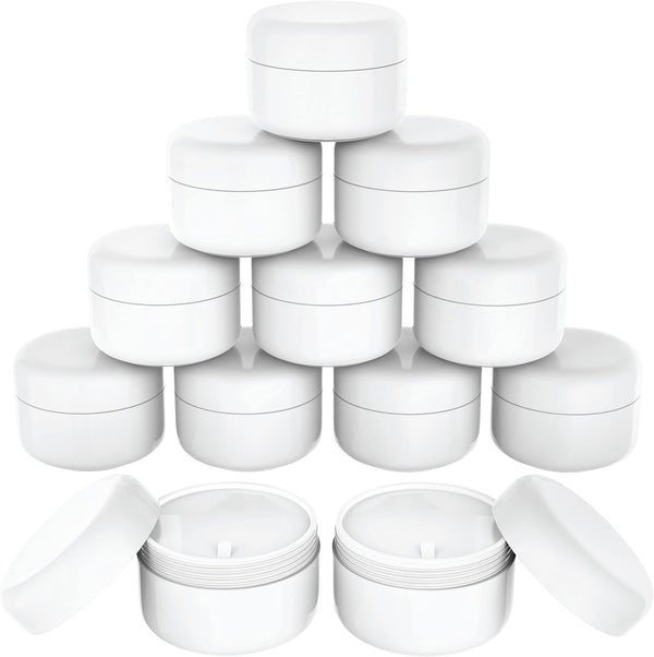 Houseables 4 Oz Plastic Containers with Lids, Body Butter Jars, Lotion Container, White, 118 ML/Gram Capacity, 12 Pack,