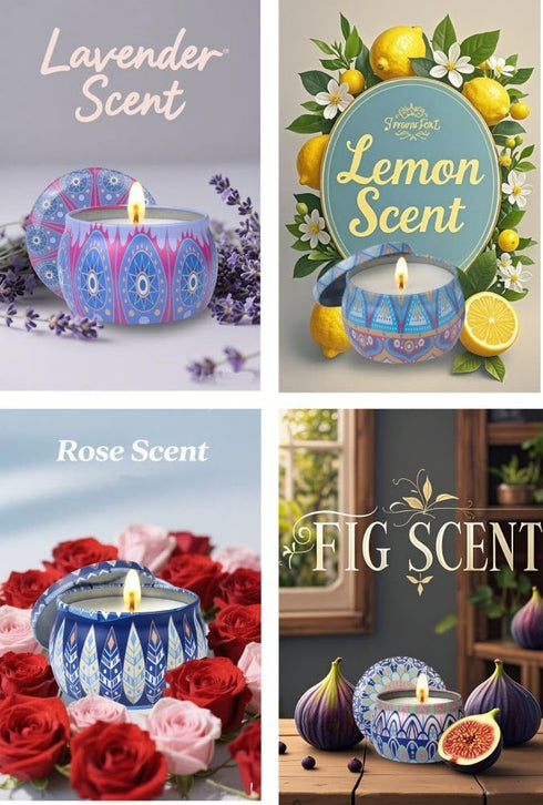 Set 4 Pack 8% 120H Scented Candles Gift for Women - Aromatherapy Candles with Essential Oils, Burn Time, Stress Relief