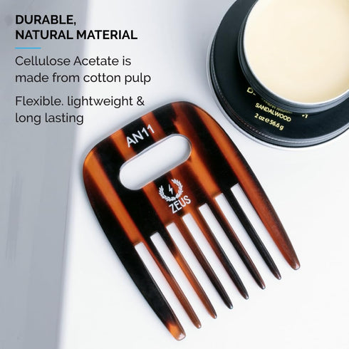 ZEUS Afro Hair Pick for Men & Women, Wide-Tooth Detangling Comb for Curly Hair, Beards, Natural Styles