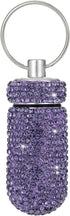 Purple Pill Holder Keychain, Mini Waterproof Container for Pills, Lightweight Portable Bling Aluminum Key Chain