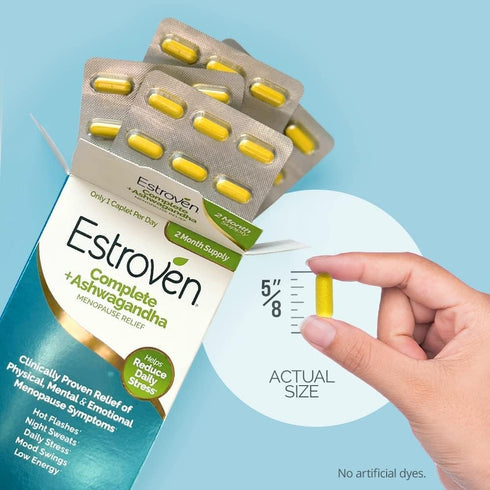Estroven Complete + Ashwagandha Menopause Supplement for Women - 60 Ct. - Drug-Free & Non-GMO Menopause Relief