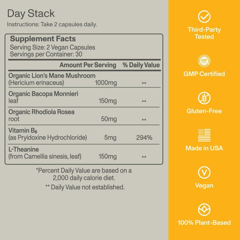 FOCL Focus Supplement for Adults, Lions Mane Capsules for Cognitive Performance and Stress Relief