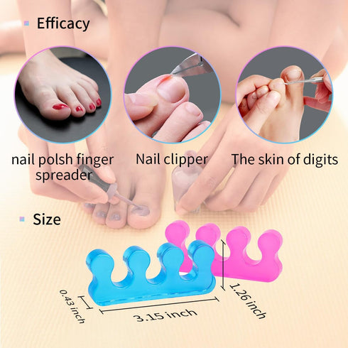 SUNFATT Toe Separators for Women, Washable Soft Gel Spacers for Nail Polish Application, Pedicure Tools