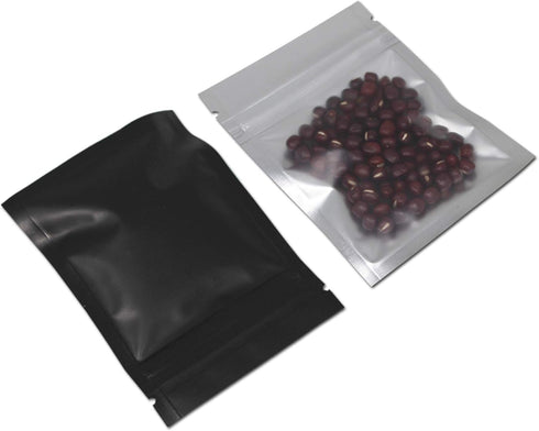 PABCK 100 Pcs Clear Mylar Bags - Matte Black 2.9x3.9inch, Heat Seal Resealable Airtight Zipper Lock Pouch
