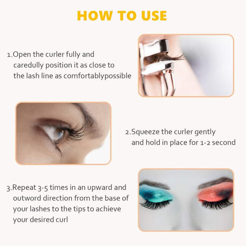 Stainless Steel Eyelash Curler with Comb, Pain-Free for All Eye Shapes, 5 Silicone Refill Pads, Light Pink