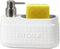 White Ceramic Dish Detergent Dispenser for Kitchen Sink, 21 oz Large Capacity with Sponge Holder