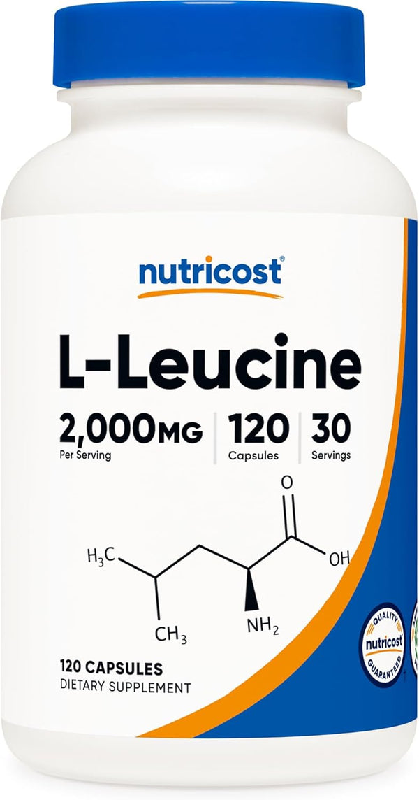 Nutricost L-Leucine 2,000mg | 120 Vegetarian Capsules | Non-GMO, Gluten-Free | 30 Servings