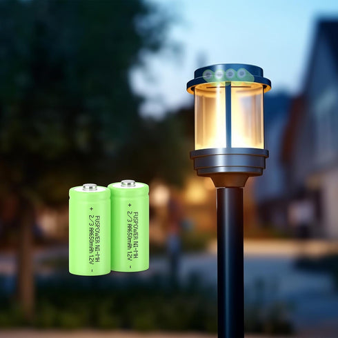 NiMH 2/3AA Rechargeable Battery 1.2V 650mAh Button Top for Garden Solar Light Pathway Lights (8 Count)
