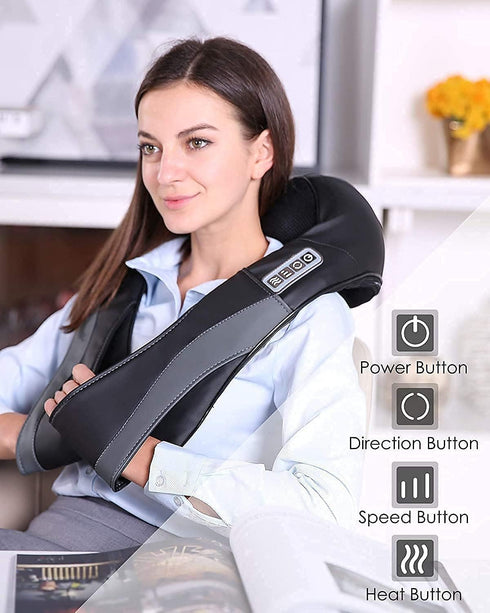 U/B 8 3D Neck and Back Massager with Heat, Electric Shoulder Massage with Nodes, Deep Tissue Kneading Shiatsu Massagers