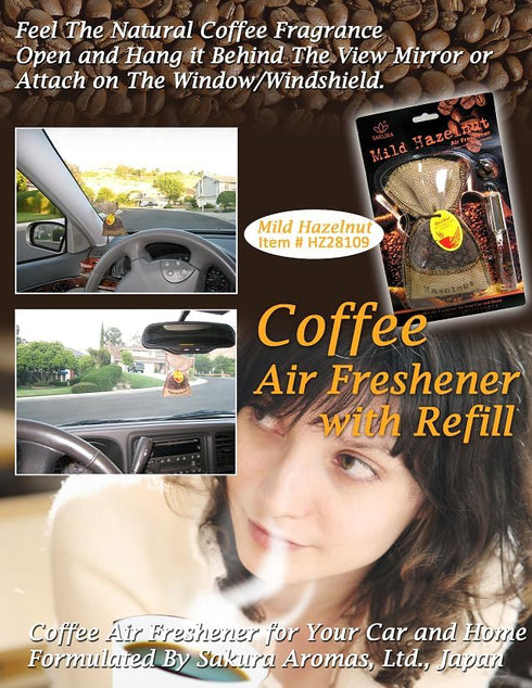 Sakura Mild Hazelnut Coffee Air Freshener Beans | Scent Refill Spray Bottle with 100% Colombia Coffee Scent