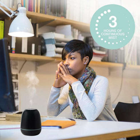SpaRoom Mini Majesto Ultrasonic Essential Oil Diffuser, 100 mL Water Capacity, Matte Black for Medium Rooms