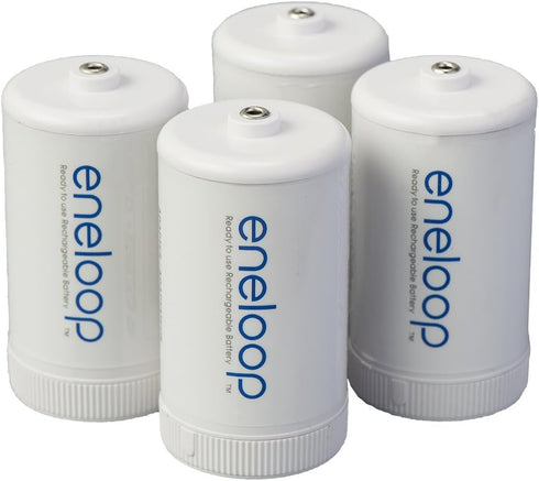 Eneloop Panasonic BQ-BS1E4SA D Size Battery Adapters - Use with Ni-MH Rechargeable AA Battery Cells, 4 Pack