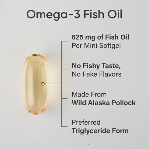 Sports Research Fish Oil Mini-Softgels - Easy to Swallow Omega-3 from Wild Caught Alaska Pollock, 120 Capsules