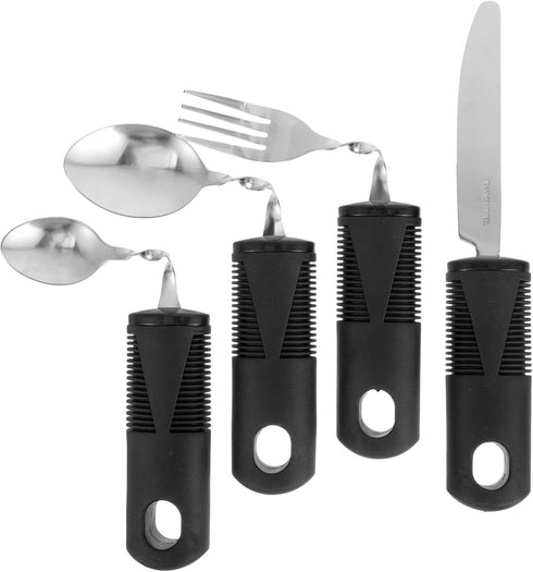 iplusmile 4PCS Adaptive Utensils | Built up Bendable Fork Spoon Cutter for Adults Elderly Disabled Hand Tremors
