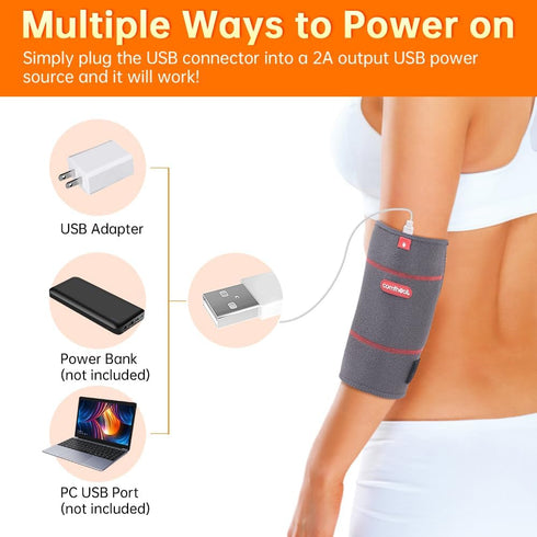USB Heated Elbow Heating Pad Wrap for Joint Pain, Adjustable Temperature Elbow Sleeve for Tendonitis