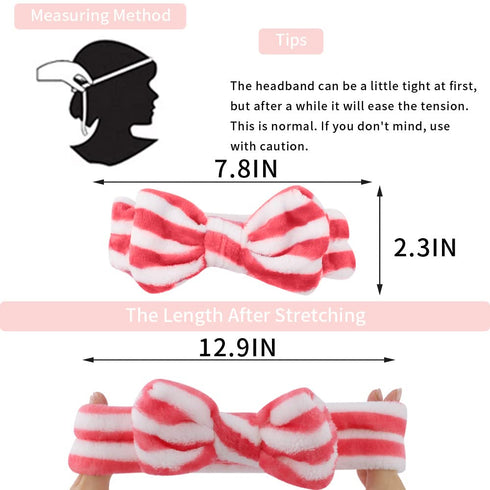 WHAVEL 6 Pack Pink Spa Headband Makeup Headbands Soft Skincare Headbands Bow Face Wash Headbands Shower Headbands Fluffy Head Wraps Hair Band for Washing Face