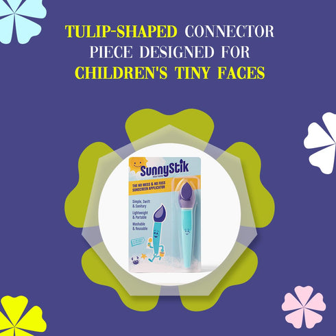 No-Mess Sunscreen Applicator for Kids, Tulip Shaped Connector for Precise Coverage on Tiny Faces