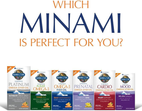 Garden of Life EPA/DHA Omega 3 Fish Oil - Minami Natural Supplement for Brain Function, Heart & Mood - 60 Softgels
