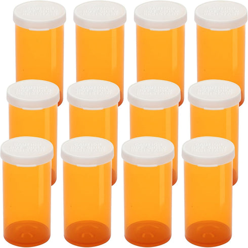 Empty Plastic Pill Bottles with Easy Open Caps, Clear Containers for Prescription Medication, 12pcs, 40 Dram