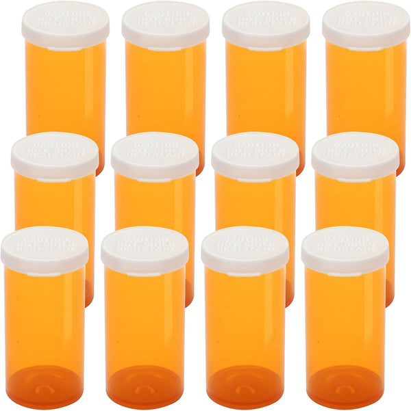 Empty Plastic Pill Bottles with Easy Open Caps, Clear Containers for Prescription Medication, 12pcs, 40 Dram