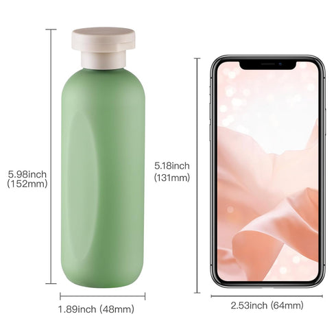 6.7oz Travel Shampoo Bottle, Empty Plastic Squeeze Bottles with Flip Cap, 4PCS Lotion Container, Green