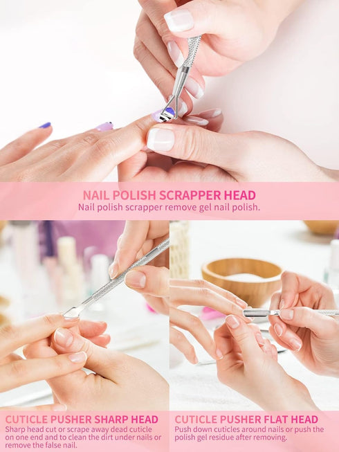 Nail Soaking Bowl Set - 2PCS Gel Polish Dip Powder Remover with Triangle Cuticle Peeler & Stainless Steel Pusher