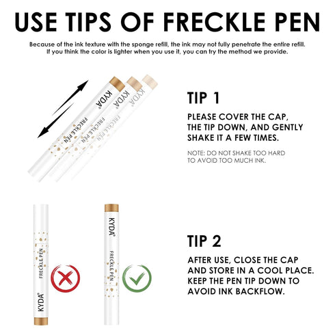 KYDA 2 Pcs Natural Freckle Makeup Pen, Waterproof Longlasting Soft Dot Spot Pen for Effortless Sunkissed Makeup