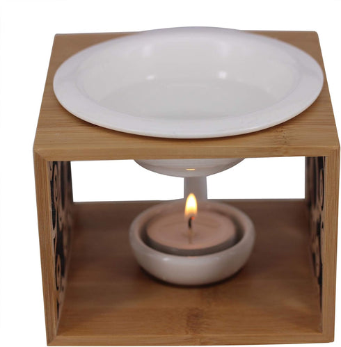 Singeek Ceramic Essential Oil Burner Diffuser,Hollowing Floral Tea Light Holder Aromatherapy Oil Warmer, Holiday Home