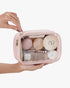 Pocmimut Makeup Bag,PU Leather Clear Makeup Bag Travel Makeup Bag Car Essentials for Women,Travel Essentials Cosmetic Bag Organizers(Pink)