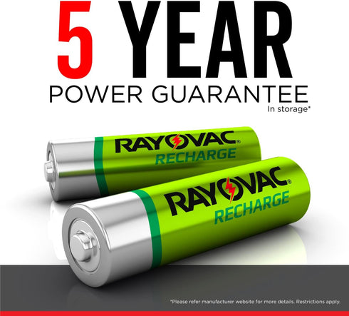 Rayovac Rechargeable AA Batteries, 8 Pack, NiMH Double A Batteries