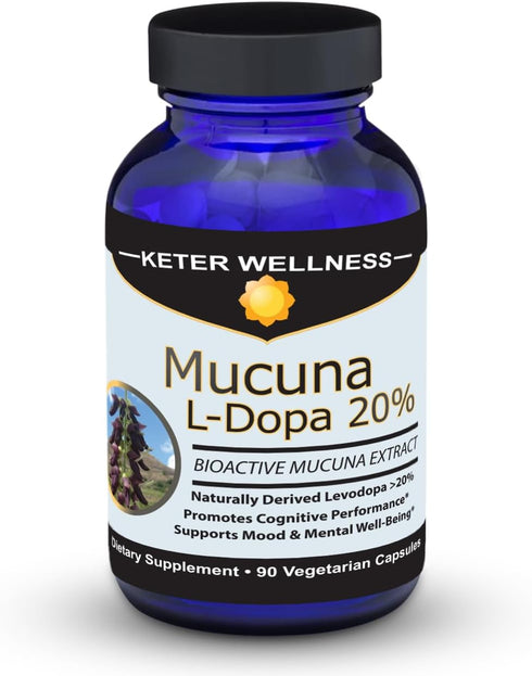 Mucuna Pruriens Capsules, Dopamine & Mood Support, 20% L-Dopa Extract, Vegan, 90 Capsules