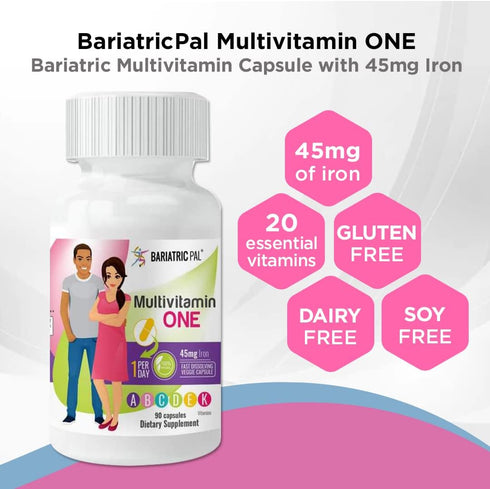 BariatricPal Multivitamin ONE 1 per Day! Bariatric Multivitamin Capsule with 45mg Iron - 90 Count