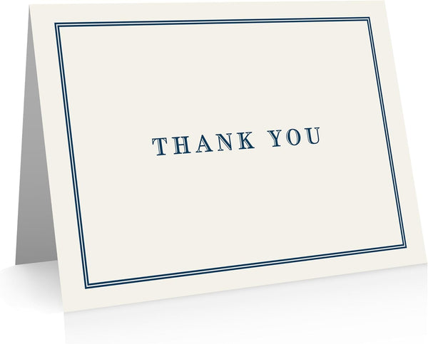 Quni Brand Classic Thank You Note Card Set (24 cards with blank matching