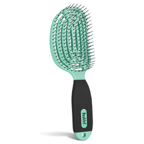 NuWay 4HAIR Double Curved Detangling Brush, U.S. Patented, Hair Dryer Safe, Mint Green