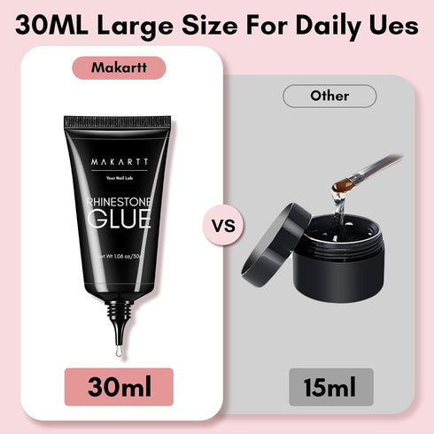 Makartt Nail Rhinestone Glue - Super Strong Gel Nail Glue for Nail Charm 3D Nails Bling Gel (30ML)