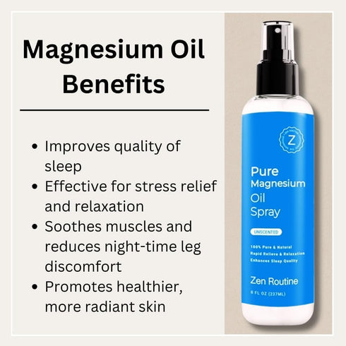 Pure Magnesium Oil Spray, 12 fl oz, 100% Organic, Fast Absorbent, Promotes Calm Sleep and Relaxation